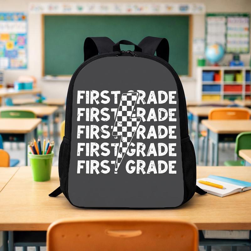 First Grade Lightning Checkerboard - Cool Kids School Backpack Custom Backpack - Savourry