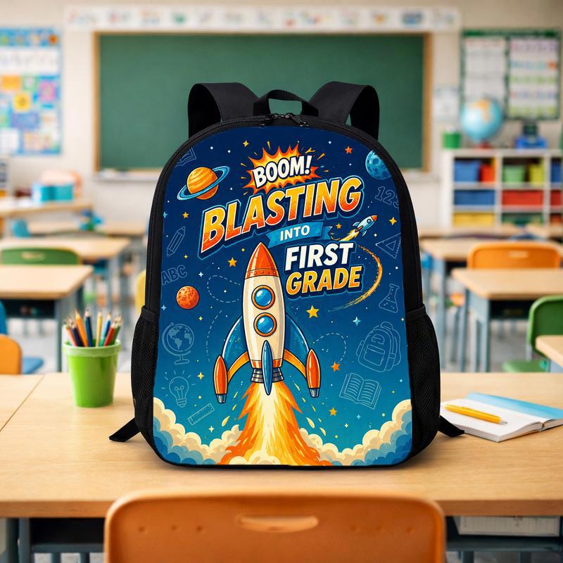 First Grade Rocket Backpack Kids - Blasting Into First Grade Custom Backpack - Savourry