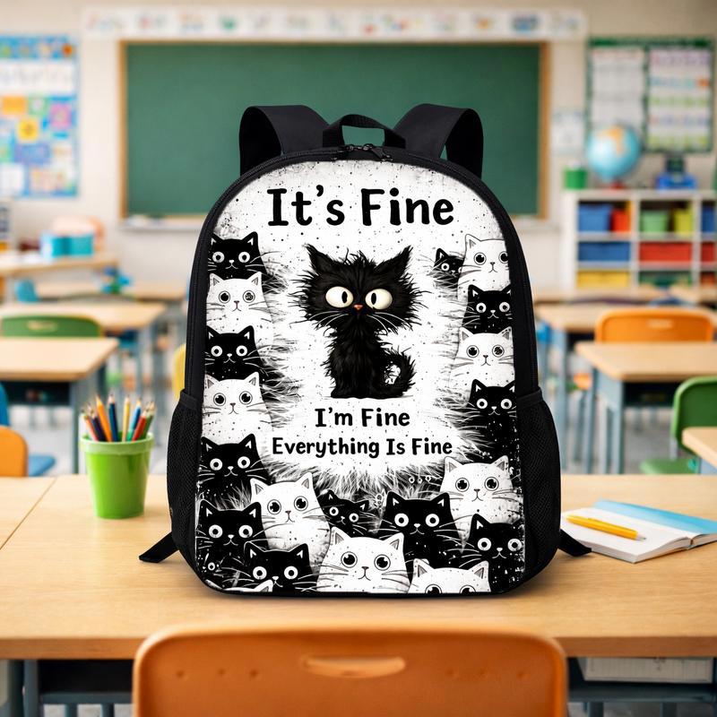 Funny Black Cat School Backpack For Girls Boys Custom Backpack - Savourry