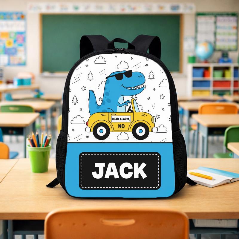 Funny Dinosaur Backpack With Name - Back To School Kids Custom Backpack - Savourry