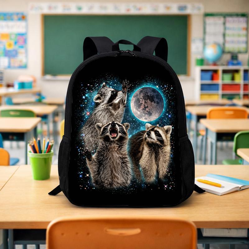 Galaxy Raccoon Moon Backpack - Kids Back To School Style Custom Backpack - Savourry
