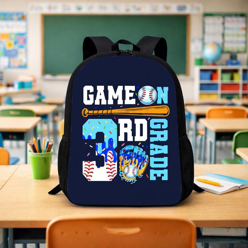Game On 3rd Grade Backpack - Cool Baseball Back To School Custom Backpack - Savourry