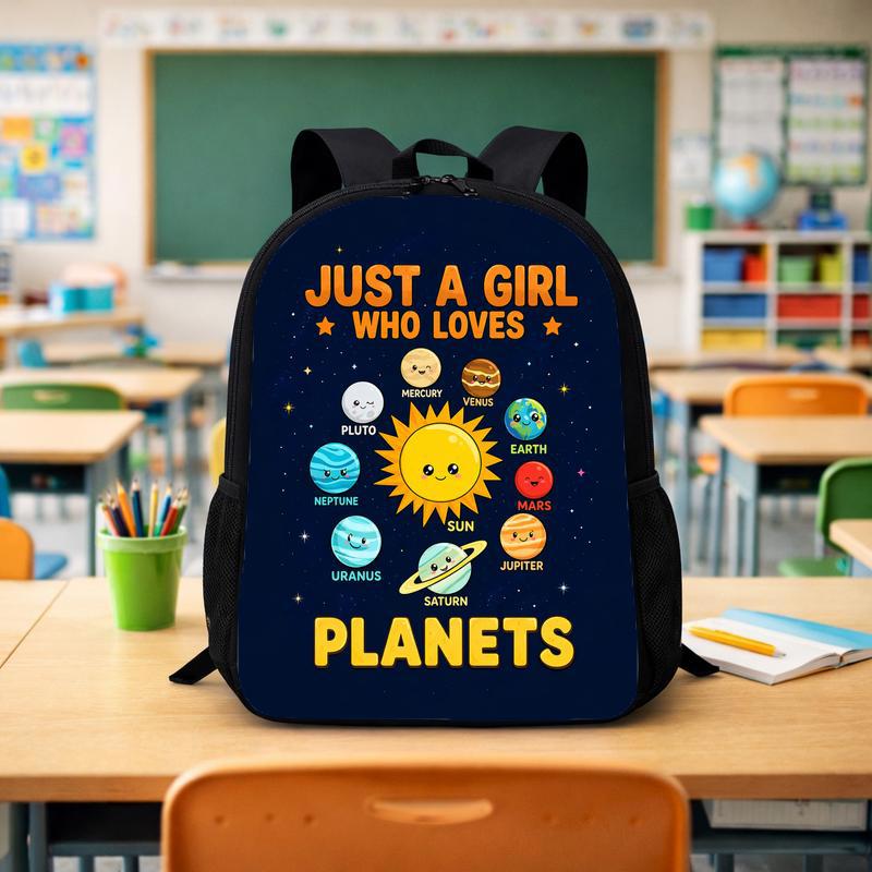 Girls Backpack Space - Just A Girl Who Loves Planets Custom Backpack - Savourry