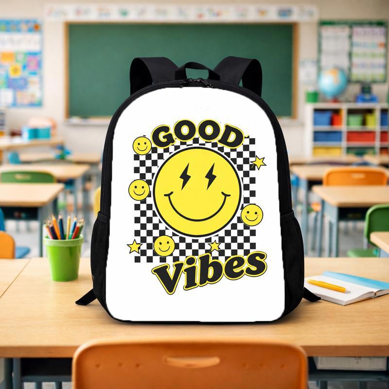 Good Vibes Smiley Backpack - Retro Back To School Kids Custom Backpack - Savourry