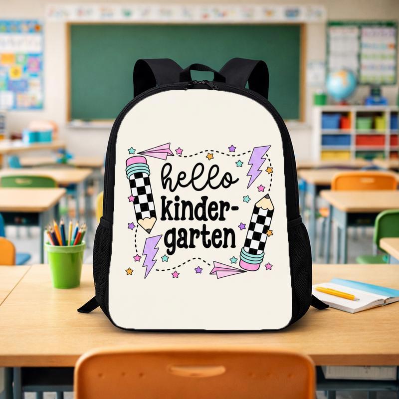 Hello Kindergarten Backpack - Retro Checkerboard School Style Custom Backpack - Savourry