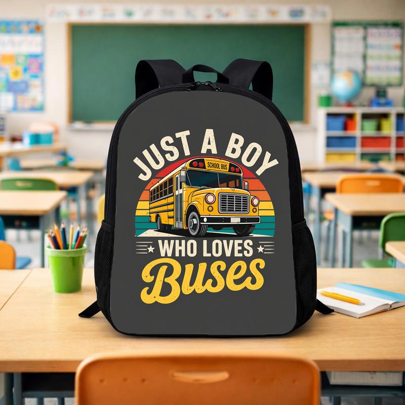 Just A Boy Who Loves Buses Backpack - Back To School Kids Style Custom Backpack - Savourry
