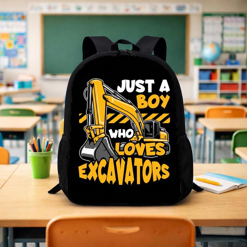 Just a Boy Who Loves Excavators - School Backpack For Kids Custom Backpack - Savourry