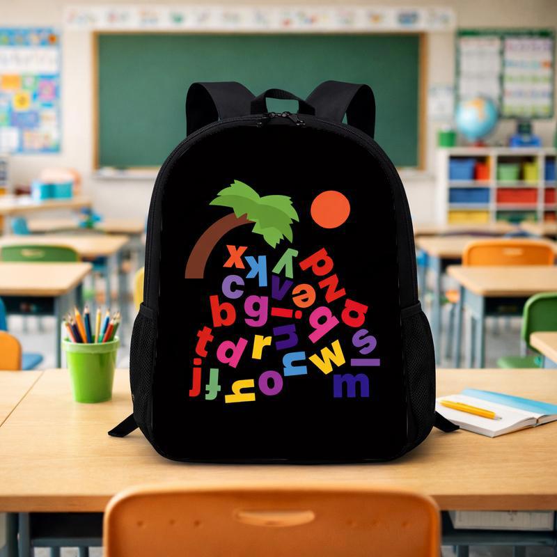 Kids Backpack - Colorful Alphabet Letters Fun School Design Custom Backpack - Savourry