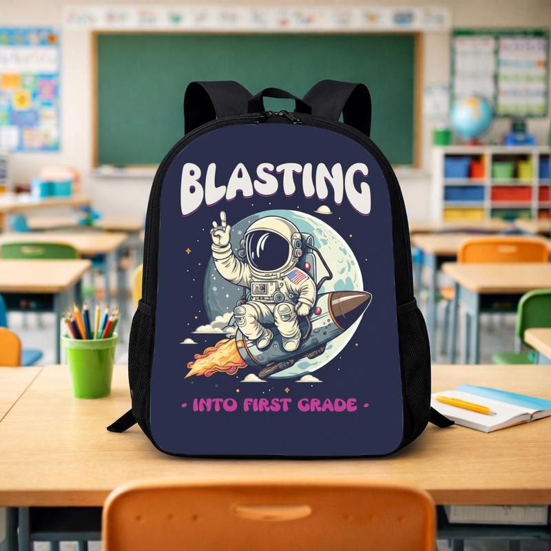 Kids Backpack First Grade - Blasting Into Space Astronaut Custom Backpack - Savourry
