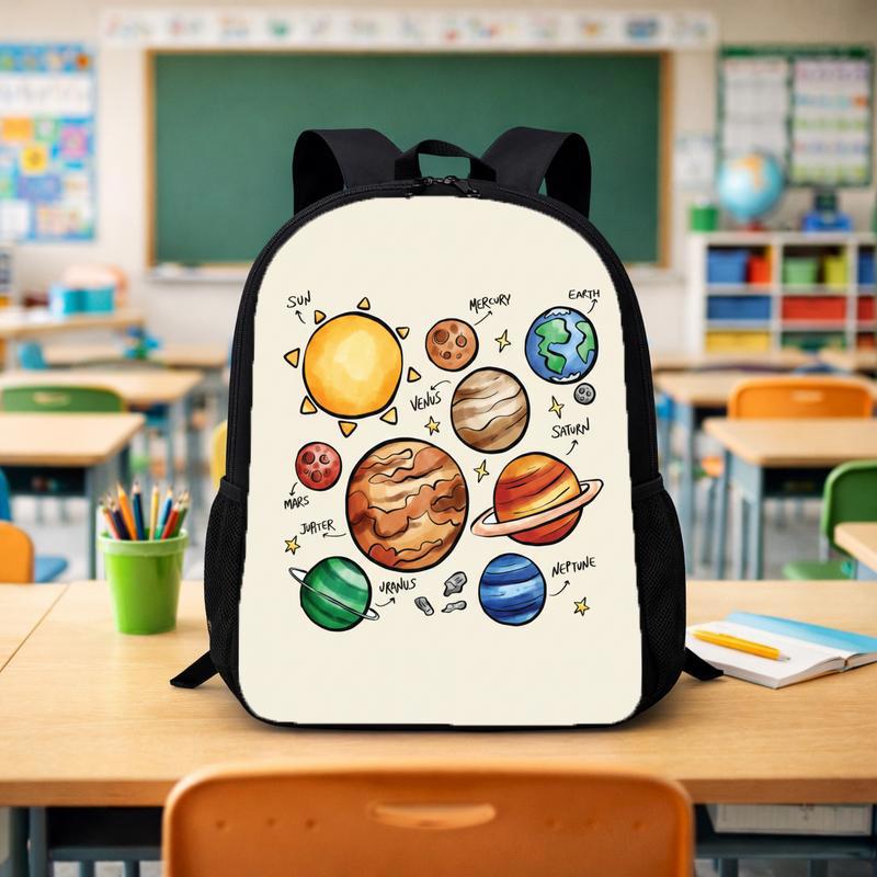 Kids Backpack Solar System - Cute Planets Learning Design Custom Backpack - Savourry