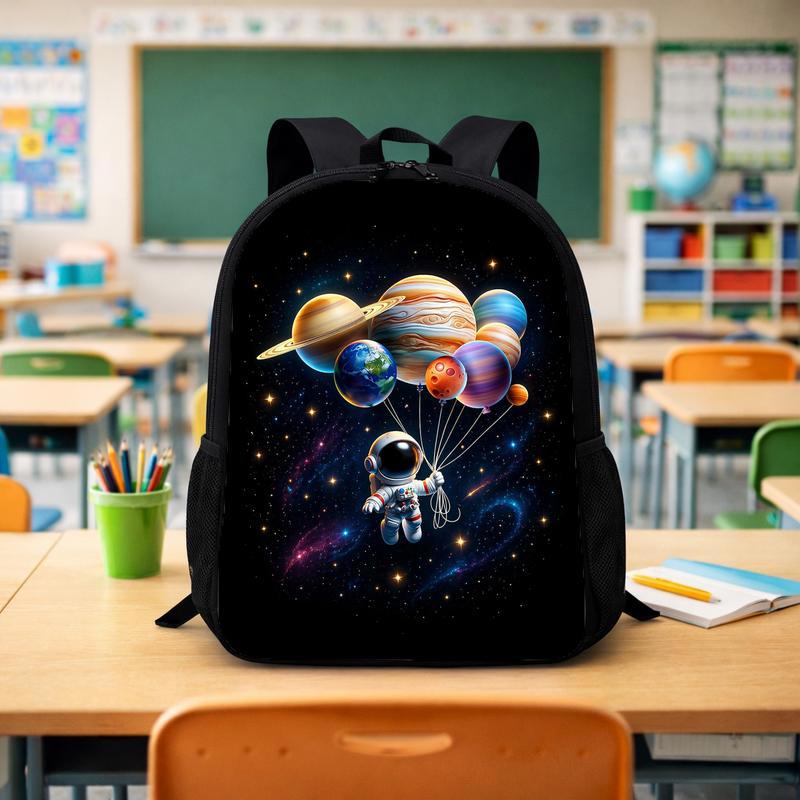 Kids Backpack Space Theme - Astronaut Planet Galaxy Design Custom Backpack - Savourry