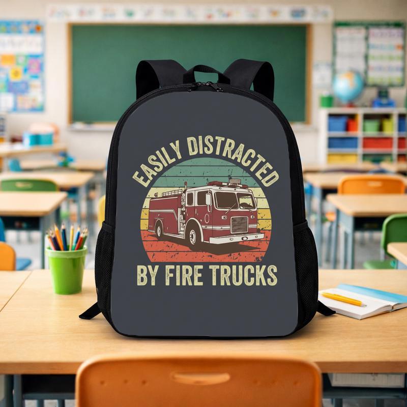 Kids Fire Truck Backpack - Funny Firefighter Back To School Custom Backpack - Savourry