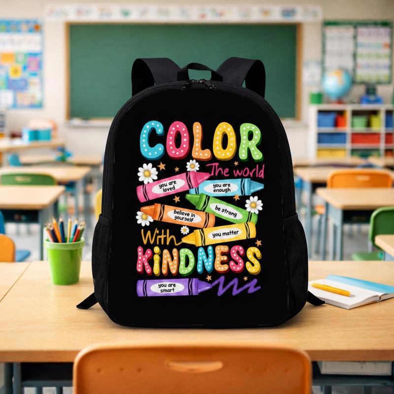 Middle School Backpack - Colorful Kindness School Message Custom Backpack - Savourry