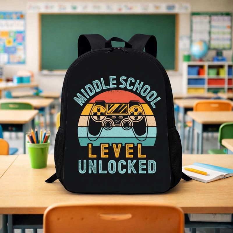 Middle School Level Unlocked Backpack - Retro Gamer School Style Custom Backpack - Savourry