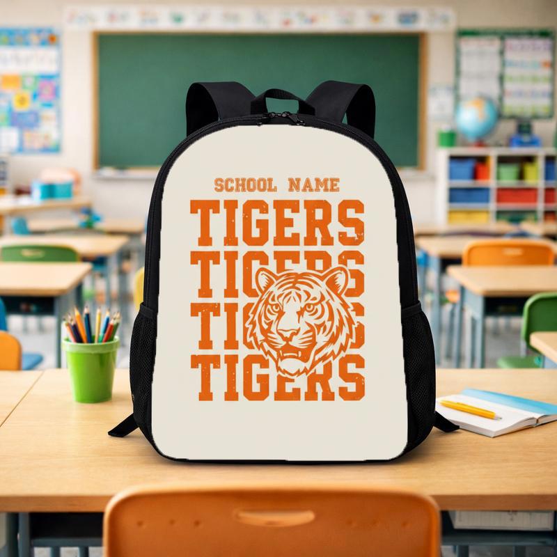 Middle School Orange Tiger Mascot Custom Backpack - Savourry