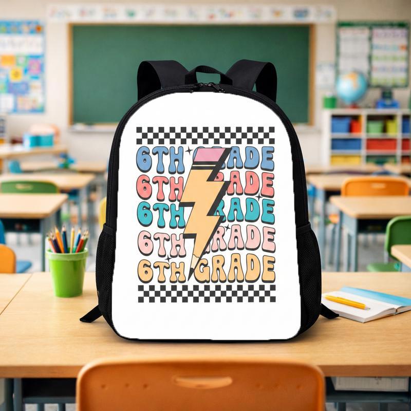 Middle School 6th Grade Backpack - Retro Lightning Checkered Design Custom Backpack - Savourry