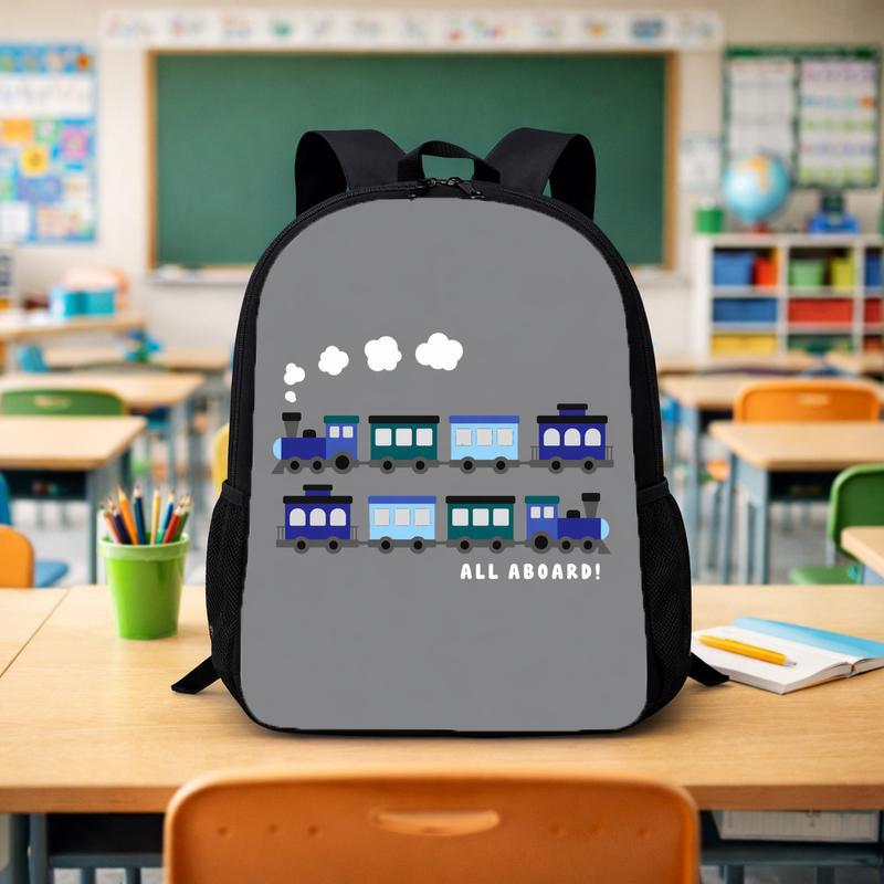 Minimal Train Backpack For Kids - Cute Railway School Style Custom Backpack - Savourry