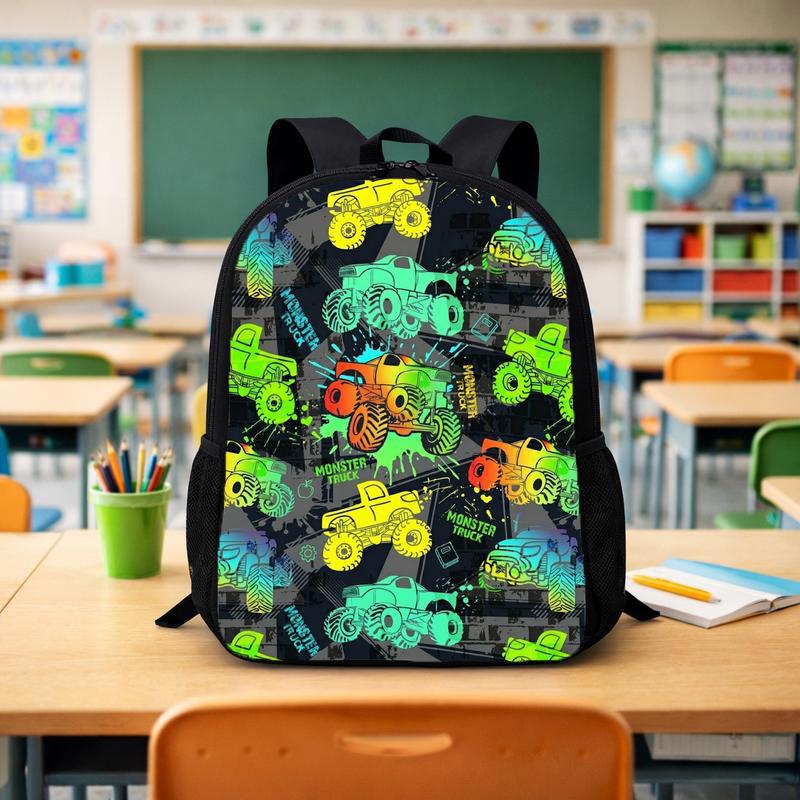 Monster Truck Backpack For Kids - Neon Pattern Back To School Custom Backpack - Savourry
