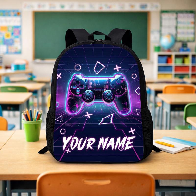 Neon Gamer Backpack With Name - Back To School Style Custom Backpack - Savourry