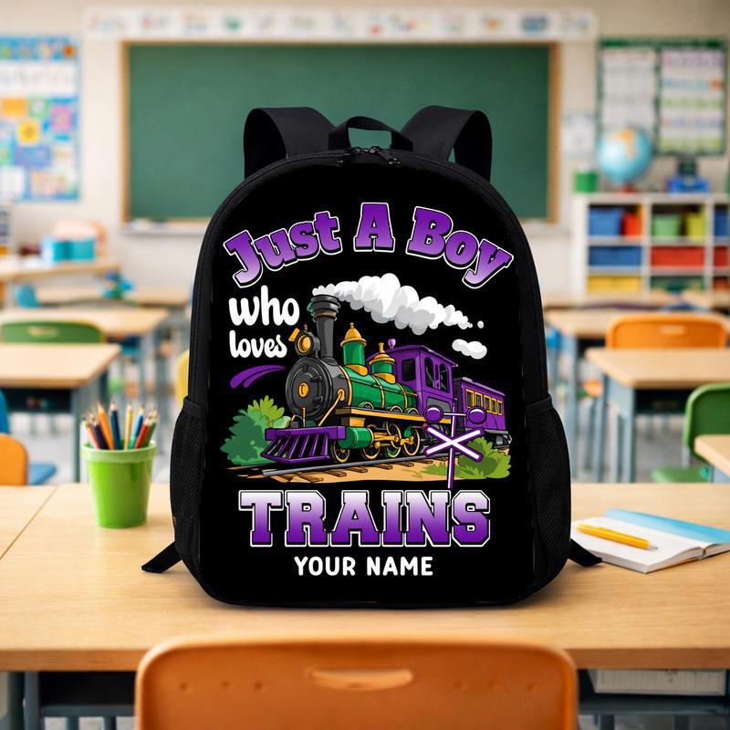 Personalized Back To School Train Backpack - Boy Who Loves Trains Custom Backpack - Savourry