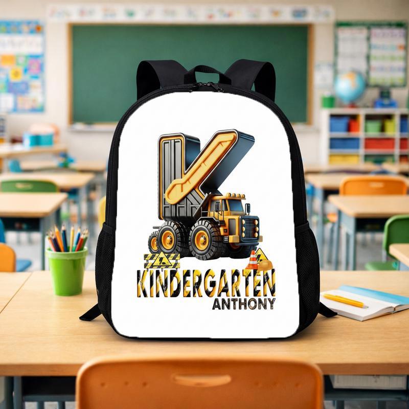 Personalized Dump Truck Backpack - Kindergarten Boy Gift Custom Backpack - Savourry