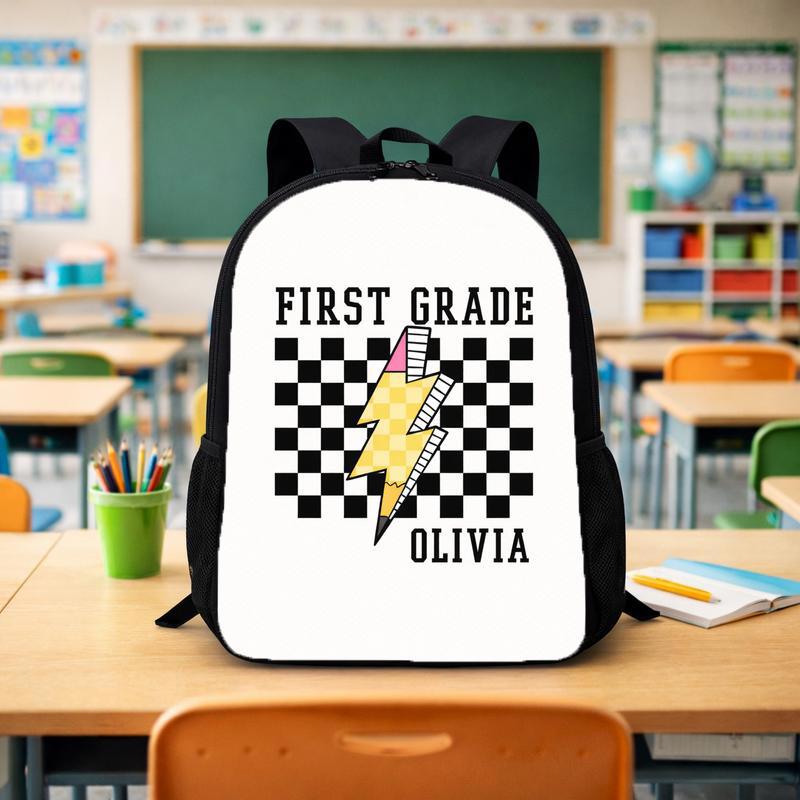 Personalized First Grade Pencil Lightning - Kids Back To School Backpack Custom Backpack - Savourry