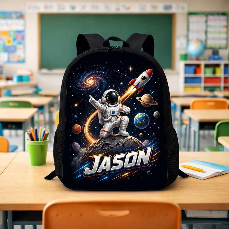 Personalized Kids Backpack - Astronaut Galaxy Rocket Name Custom Backpack - Savourry