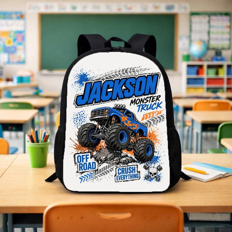 Personalized Monster Truck School Backpack - Kids Name Off Road Custom Backpack - Savourry