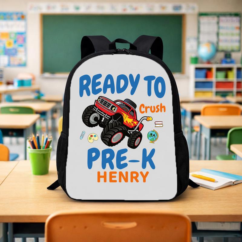 Personalized Pre-K Backpack - Ready To Crush Monster Truck Name Custom Backpack - Savourry