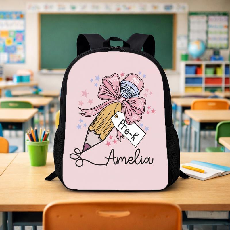 Personalized Pre-K Backpack With Bow Pencil - Cute Kids School Custom Backpack - Savourry