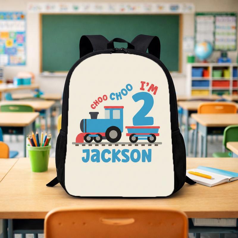 Personalized Train School Backpack - Choo Choo I'm 2 Boy Custom Backpack - Savourry