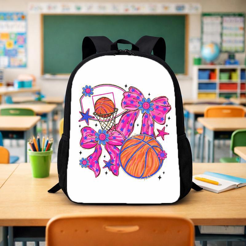 Pink Basketball Backpack - Back To School Girl Bow Sport Style Custom Backpack - Savourry
