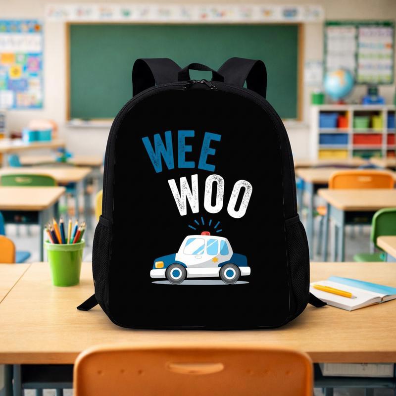 Police Backpack Kids - Wee Woo Back To School Fun Design Custom Backpack - Savourry
