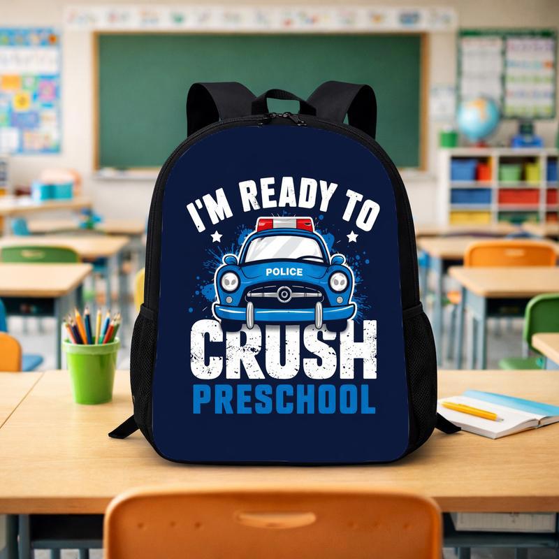 Police Car Backpack Kids - Ready To Crush Preschool Back To School Custom Backpack - Savourry