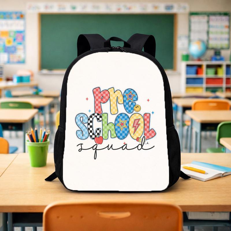 Pre School Squad Retro Checkered Backpack - Colorful Kids Style Custom Backpack - Savourry
