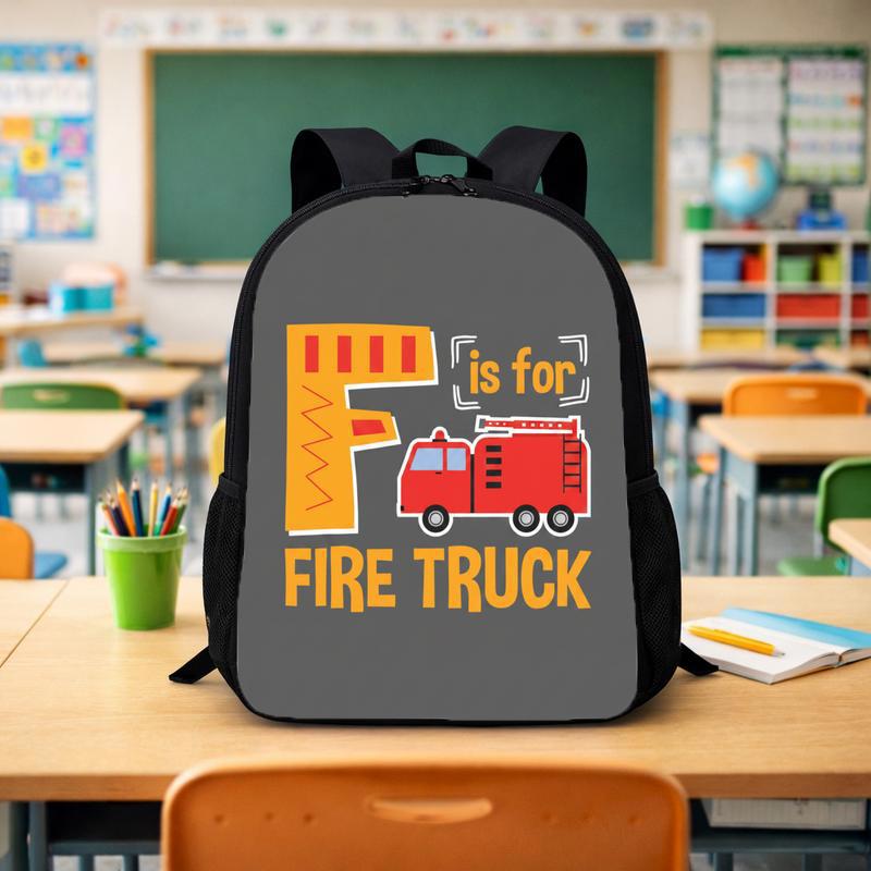 Preschool Fire Truck Backpack - Alphabet Learning Kids Bag Custom Backpack - Savourry