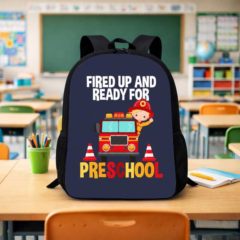 Preschool Fire Truck Backpack - Fired Up Back To School Kids Custom Backpack - Savourry