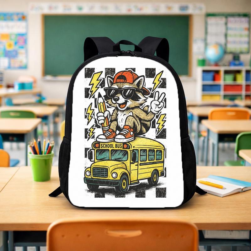 Raccoon School Bus Backpack - Cool Kids Back To School Custom Backpack - Savourry