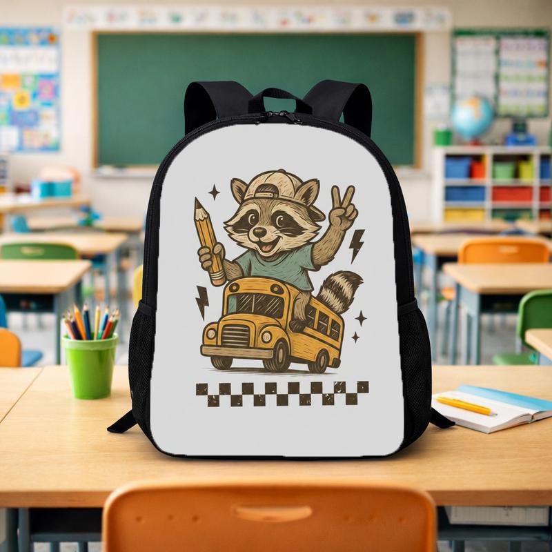 Raccoon School Bus Backpack - Kids Back To School Fun Custom Backpack - Savourry