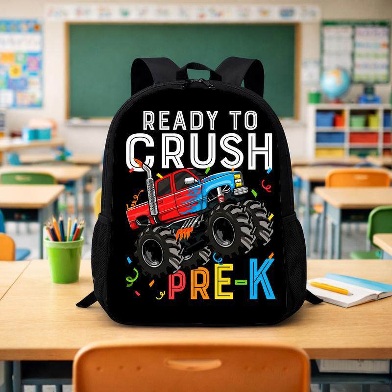Ready To Crush Pre-K Backpack For Boys - Monster Truck Back To School Custom Backpack - Savourry