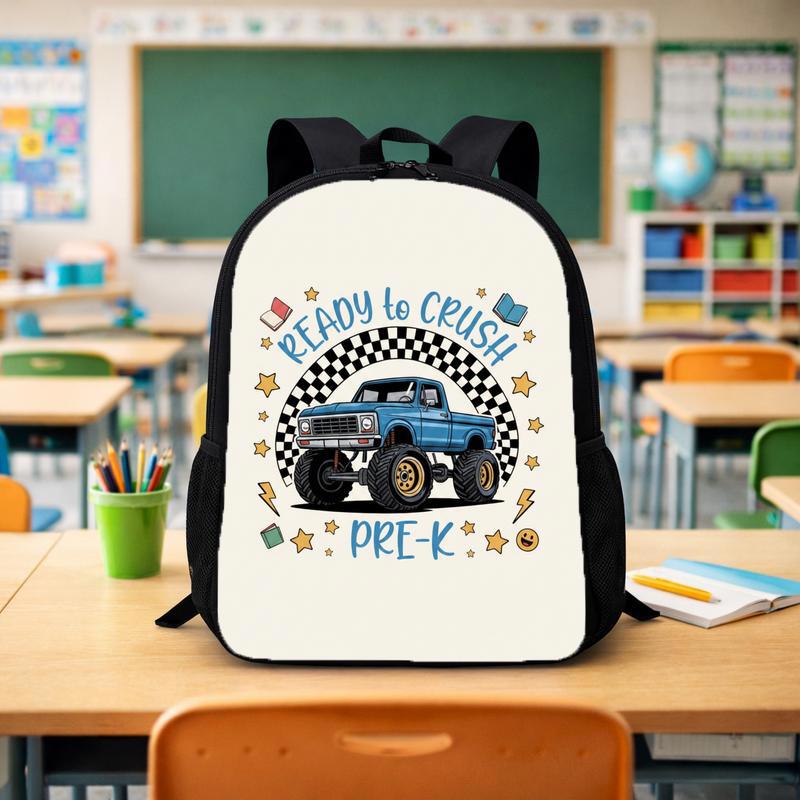 Ready To Crush Pre-K Backpack - Kids Monster Truck Theme Custom Backpack - Savourry