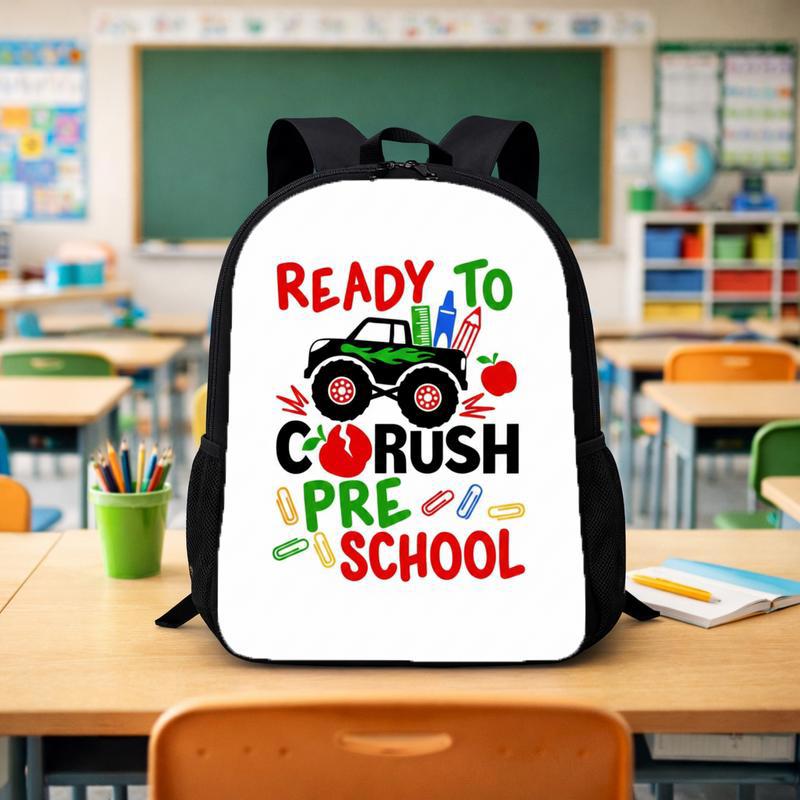 Ready To Crush Preschool Backpack For Kids - Monster Truck Theme Custom Backpack - Savourry