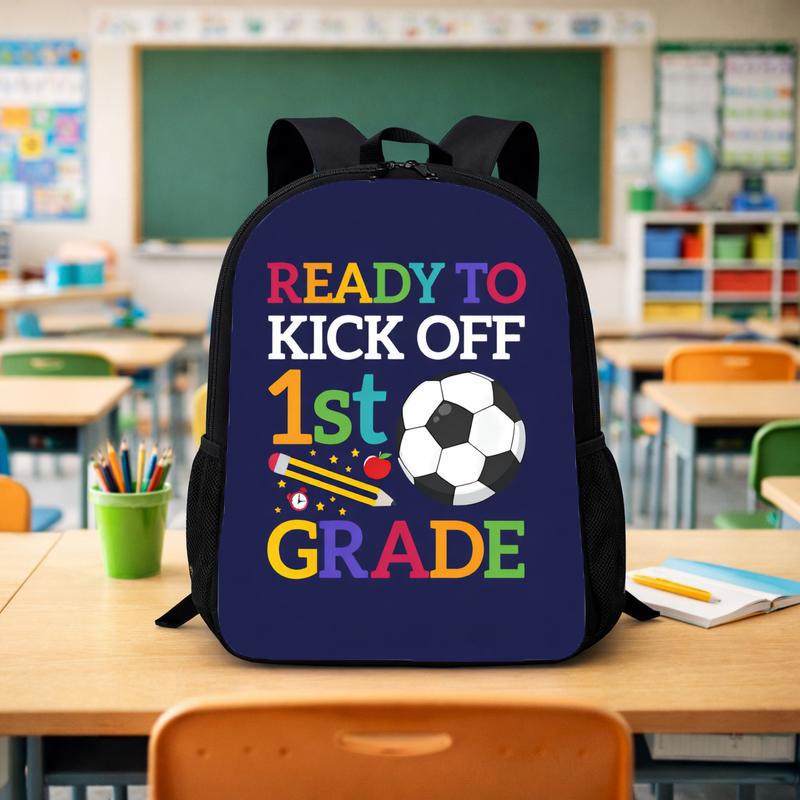 Ready To Kick Off 1st Grade - Soccer Backpack For Kids Custom Backpack - Savourry