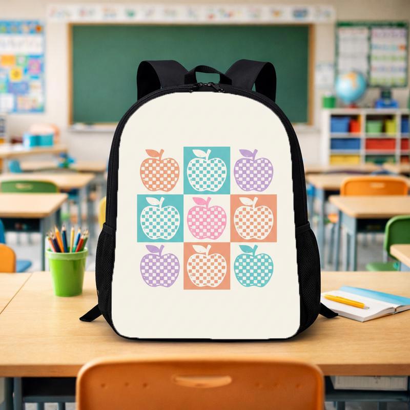 Retro Checkerboard Apple Pattern Backpack - Back To School Vibes Custom Backpack - Savourry