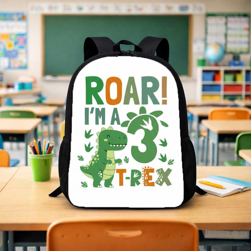 Roar I'm 3 T-Rex - Cute Dino Boys School Backpack Custom Backpack - Savourry