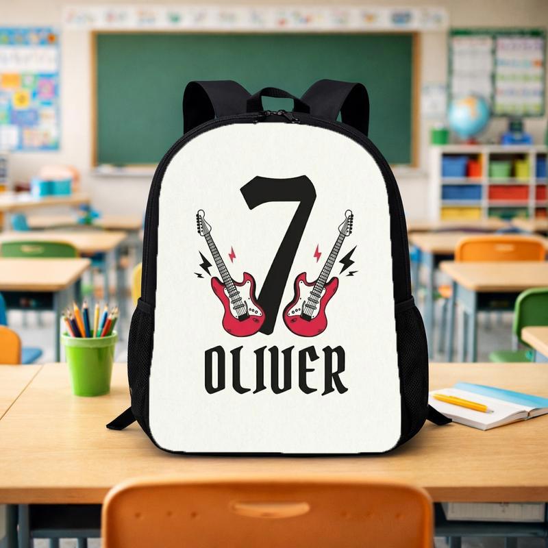 Rock Guitar Kids Backpack With Name & Age Design Custom Backpack - Savourry