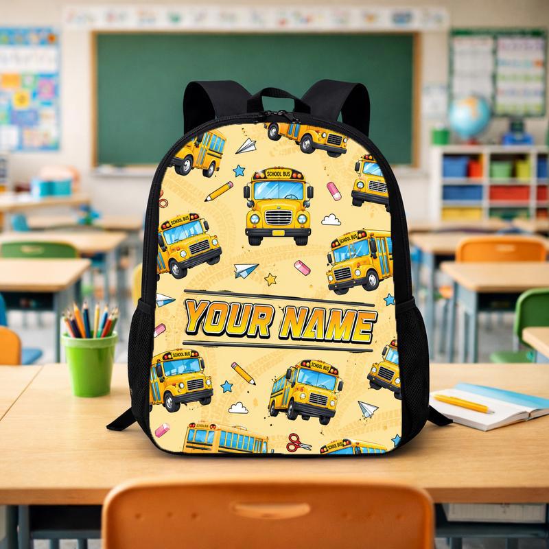 School Bus Pattern Backpack - Back To School Kids Style Custom Backpack - Savourry