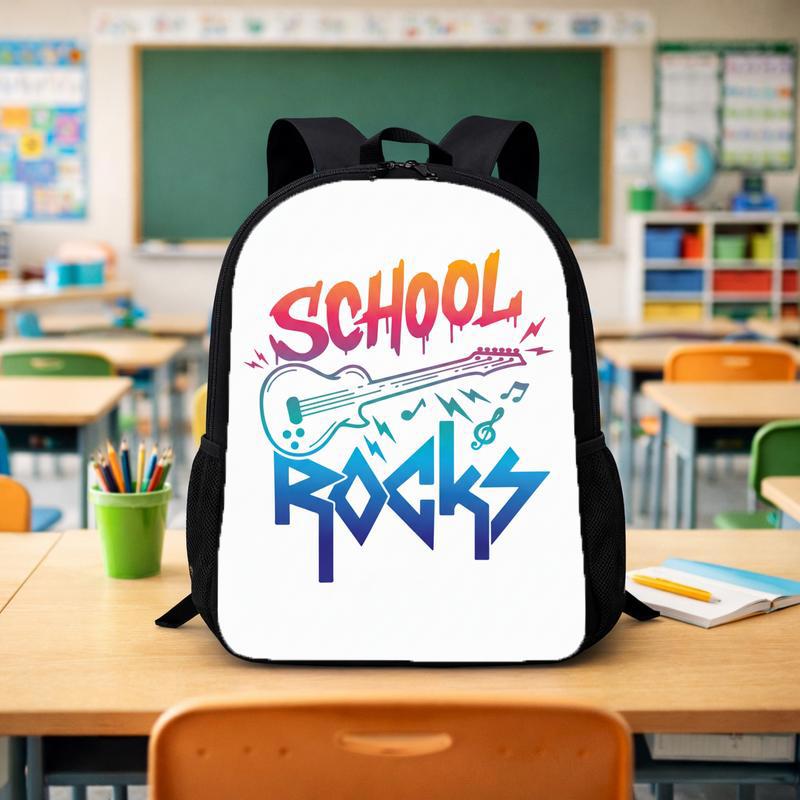 School Rocks Backpack - Guitar Design For Cool Students Custom Backpack - Savourry