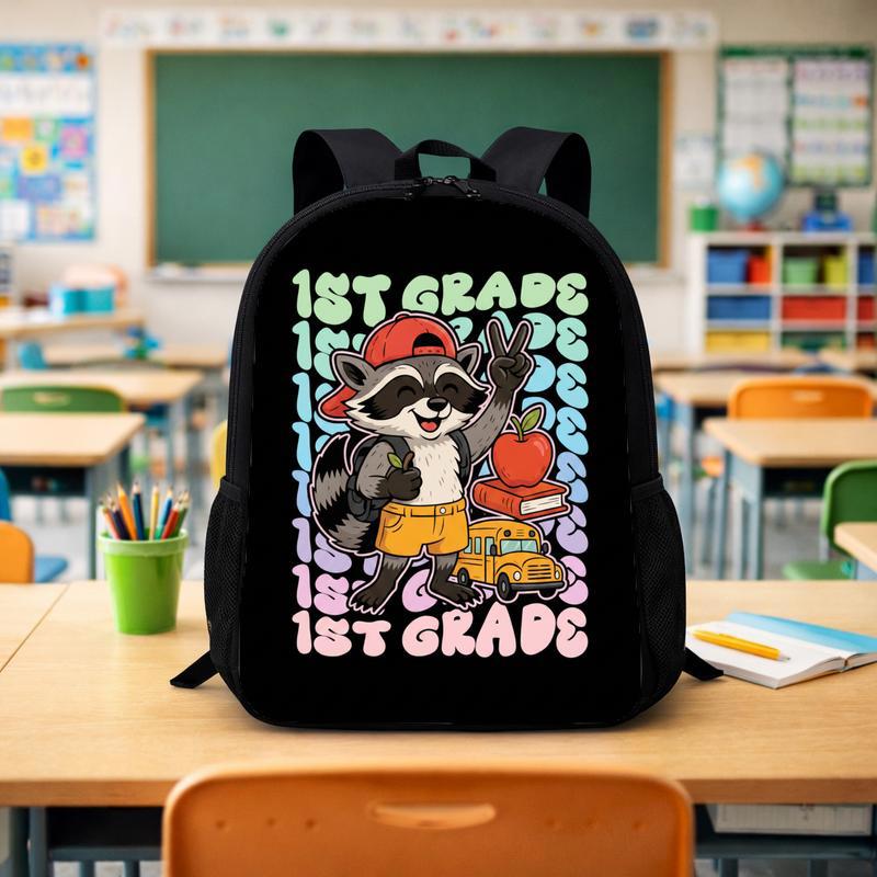 1st Grade Raccoon Backpack - Kids Back To School Gift Custom Backpack - Savourry