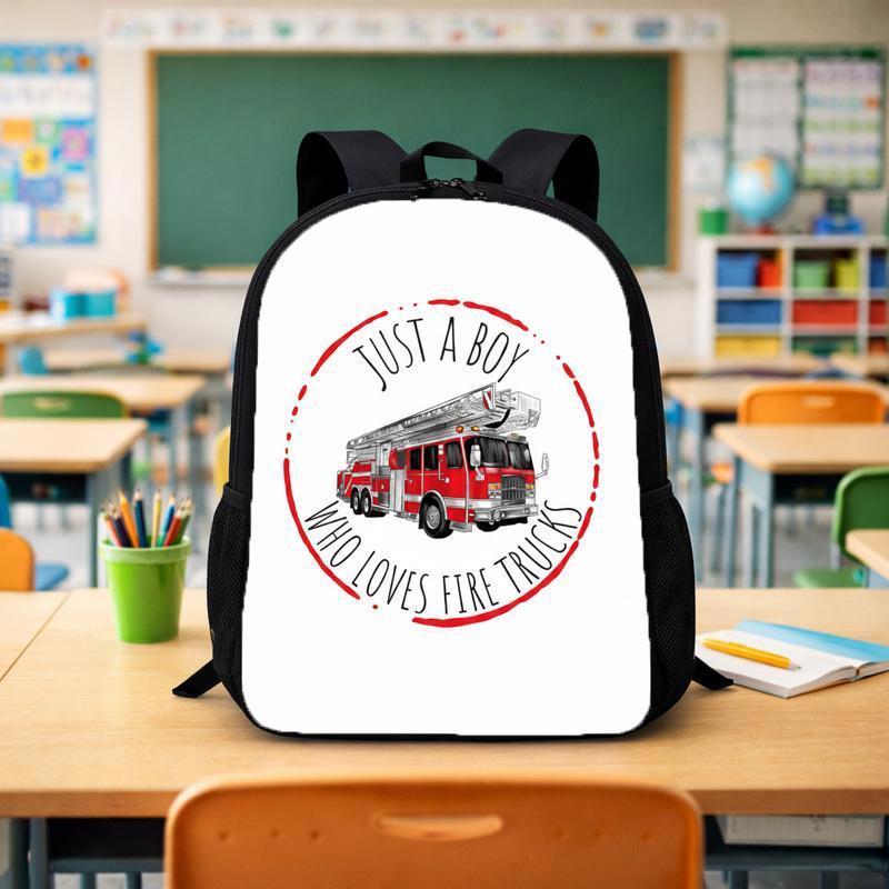 Vintage Fire Truck Backpack For Kids - Just A Boy Fire Truck Lover Custom Backpack - Savourry